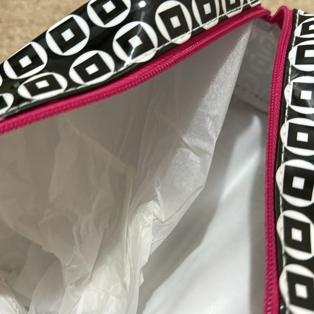 NEW LANCOME Cosmetics Pouch Black & Pink